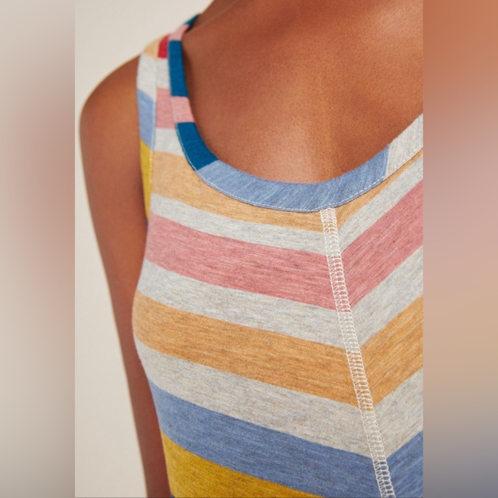 NWOT Anthropologie Saturday Sunday Retro Rainbow Chevron Lounge Midi Dress - Picture 6 of 8